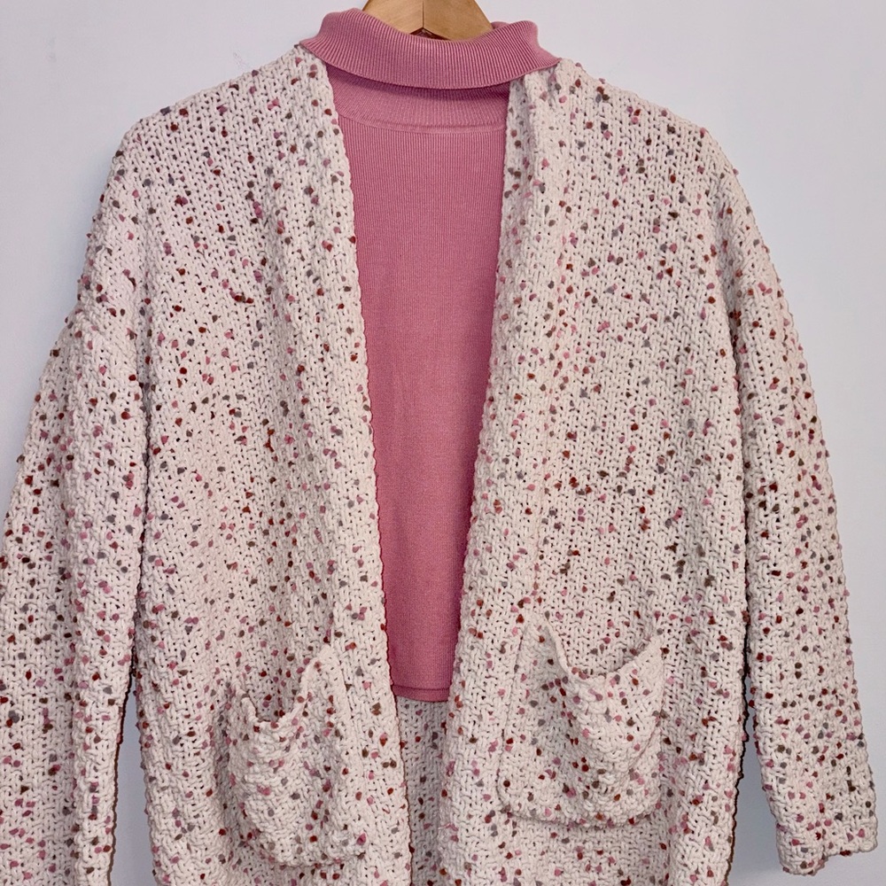 moon & madison Pink Speckled Cardigan